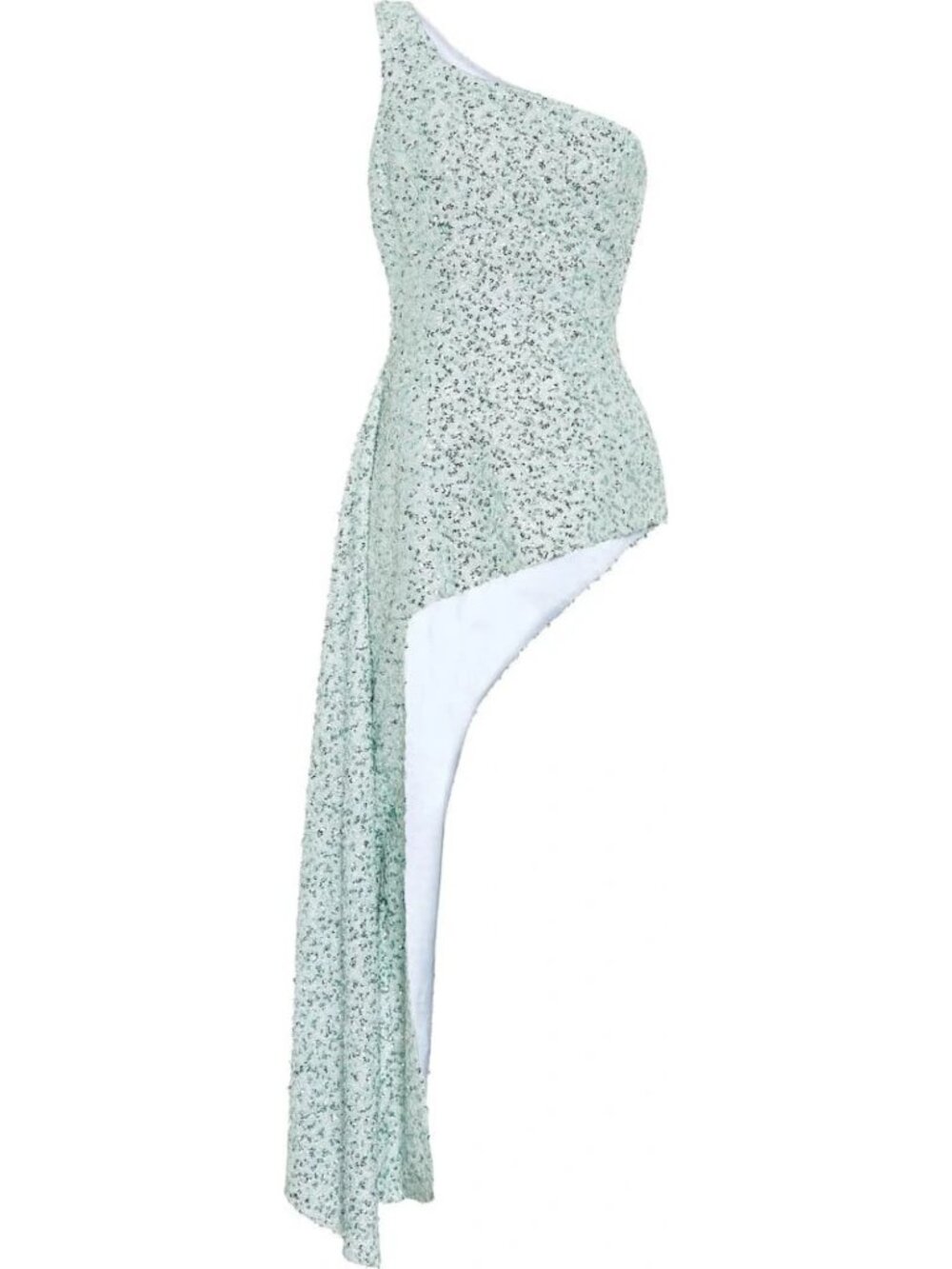 NWT Halpern Green and White Sequin Single-Shoulder Tank Top, Size 36